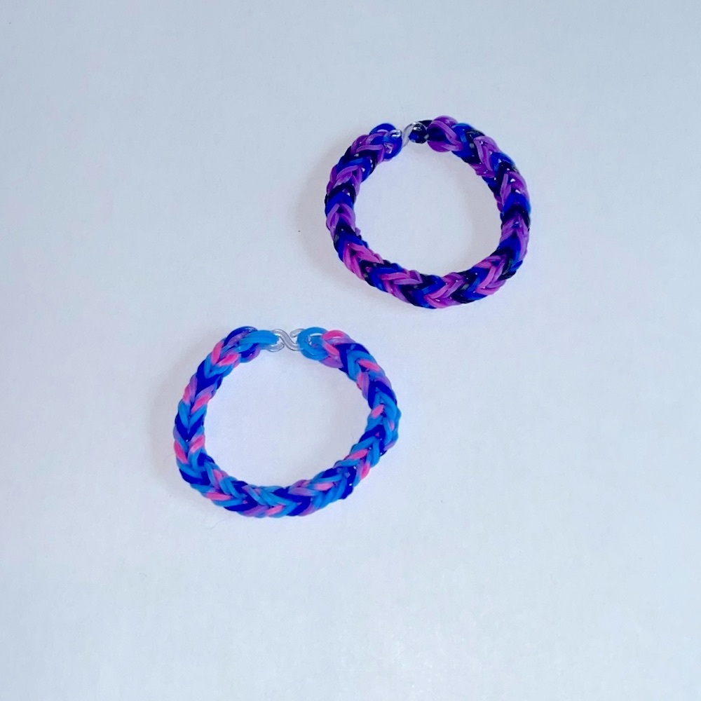 Hand Crafted Bracelet Pair Cool Tones Modern Pattern